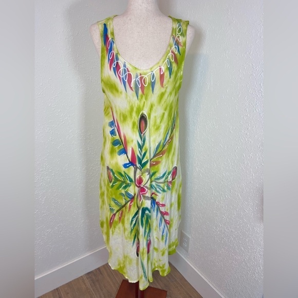 VNTG Tie Dye Floral Umbrella Dress / Swim Coverup - Picture 1 of 7
